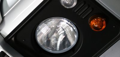 Land Rover Defender single cab 2016 headlight closeup view